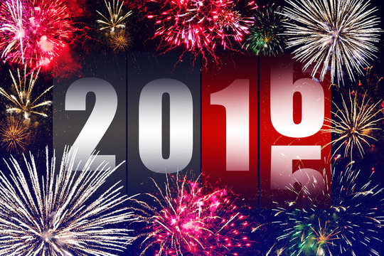 Happy New Year 2015 with fireworks
