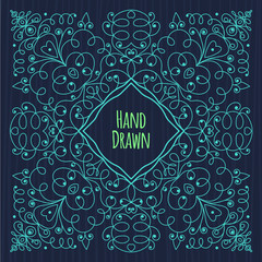 Vector floral frame in trendy mono line style 