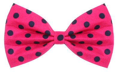 Hair bow tie pink with dark blue dots