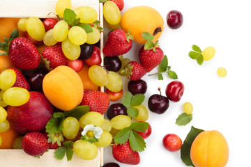 Fresh fruits in box.