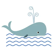 Rolgordijnen Whale and ocean waves illustration © mrhighsky