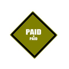 paid white stamp text on green background