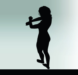 woman silhouette with hand gesture handcuffed