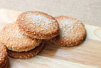 fresh homemade shortcrust oatmeal biscuits