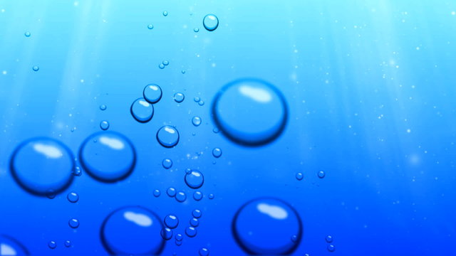 texture water with bubbles on a blue background 