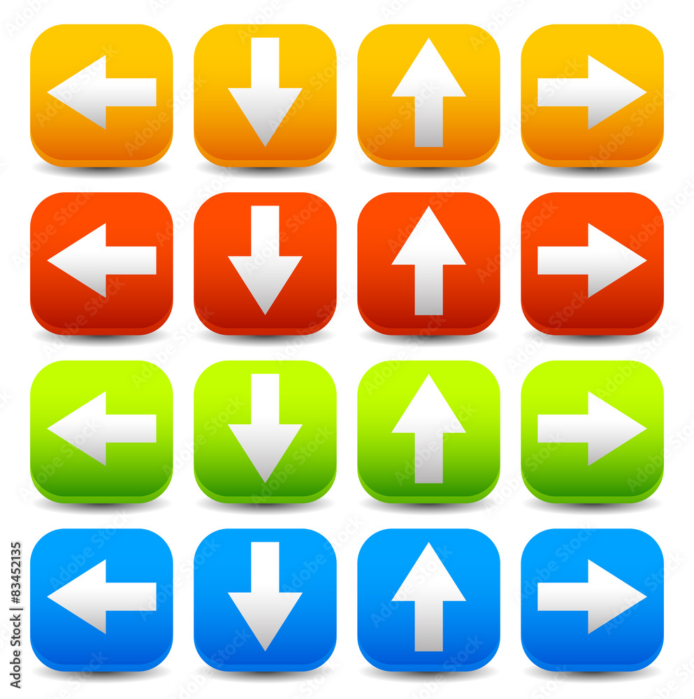 Poster arrow icons pointing up, down, left and right. vector graphic