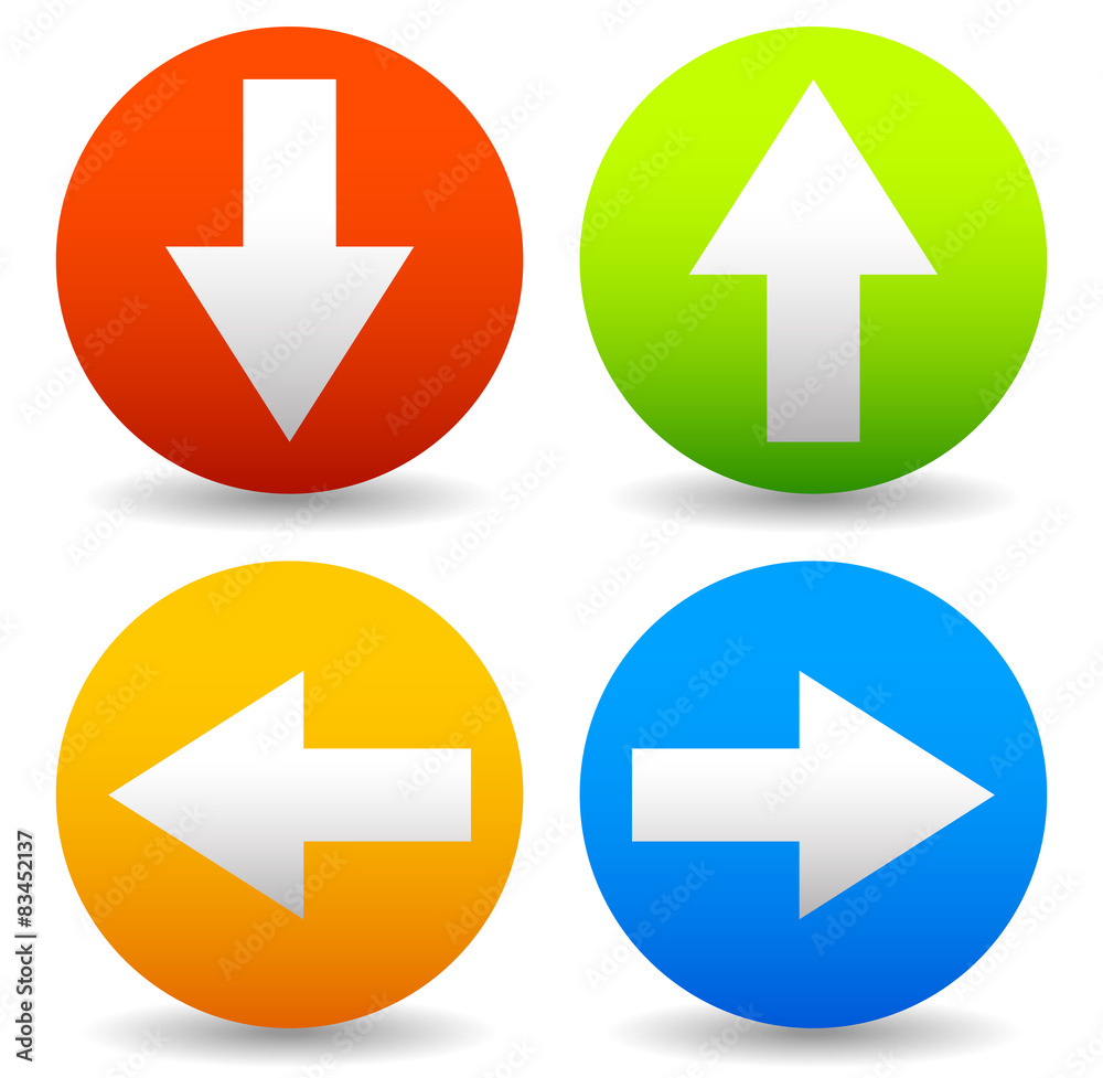 Poster arrow icons pointing up, down, left and right. vector graphic