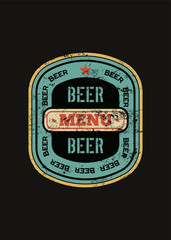Beer menu design with retro beer label.
