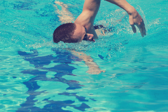 Sportsman swimming.