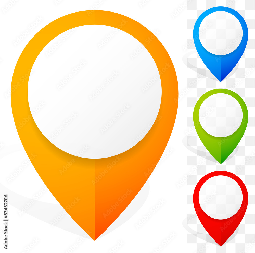 Aufkleber Set of colorful map marker, map pin icons. Vector