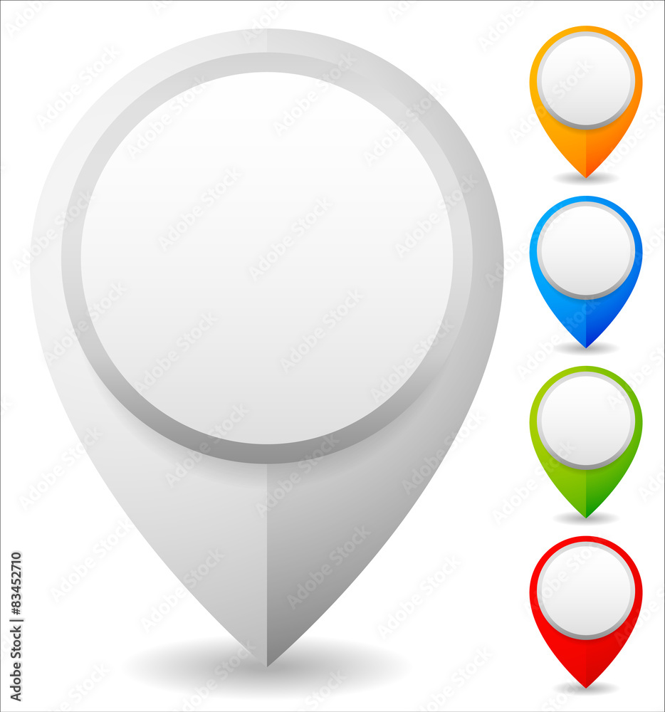 Aufkleber set of colorful map marker, map pin icons. vector