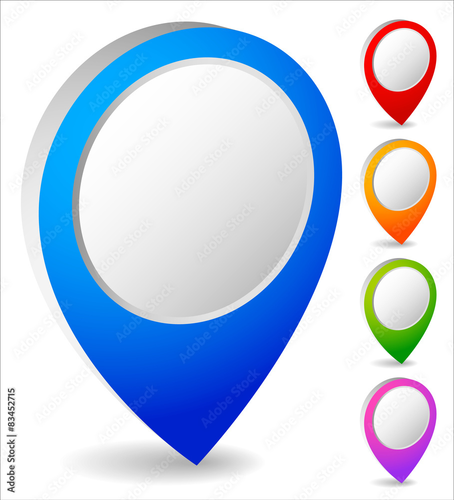 Aufkleber set of colorful map marker, map pin icons. vector