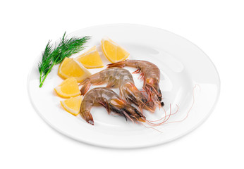 Delicious fresh shrimp with lemon.