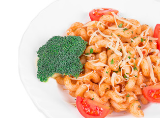 Spaghetti with tomato and basil.