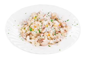 Pasta cavatappi with sauce.