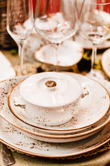 Ceramic tableware on the table