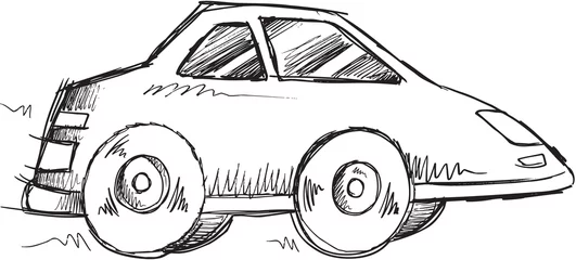 Poster de jardin Dessin animé Doodle Sketch Car Vector Illustration Art