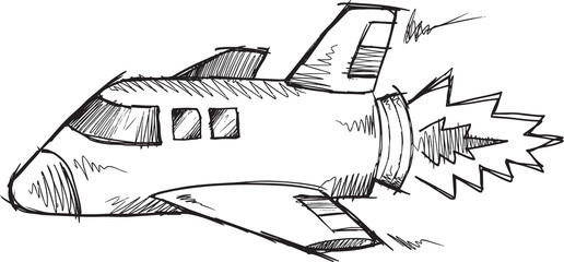 Doodle Sketch Shuttle Rocket Vector Illustration art