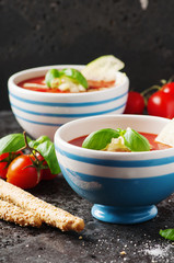 Gazpacho soup with cucumber and bread