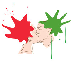 Kiss, couple in love