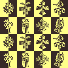 Seamless background with American Indians relics