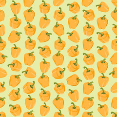 Seamless colorful background made of yellow pepper in flat desig