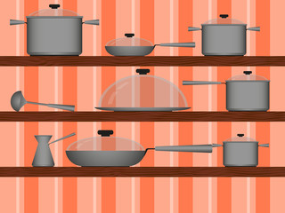 kitchenware on the shelf
