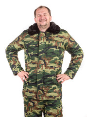 Worker in Camouflage winter jacket 