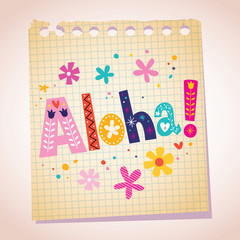 Aloha note pad paper illustration
