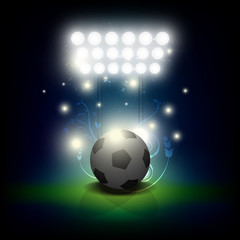 Naklejka premium soccer ball with stadium spotlight