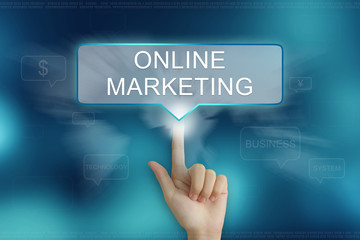 hand clicking on online marketing button