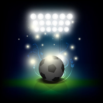 soccer ball with stadium spotlight