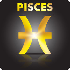 Obraz premium Astrology. Pisces. Astrological sign from gold.