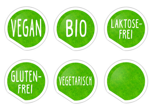 Vegan, Bio, Vegetarisch / Buttons / Stricker