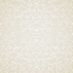 Cotton fabric Damask seamless floral pattern. Vintage vector illustration.