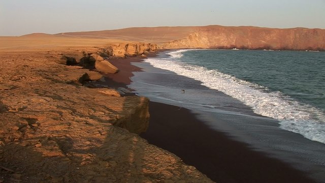 Red beach, Paracas National Park, Desert and Ocean, Peru 
