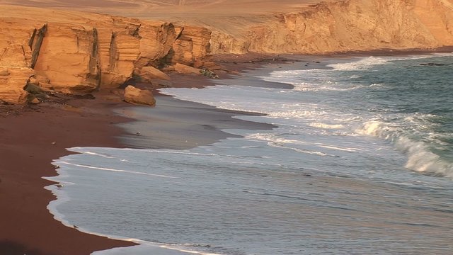 Red beach, Paracas National Park, Desert and Ocean, Peru 

