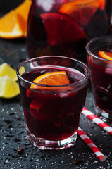Spanish sangria with orange and lime
