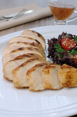slices of chicken grilled
