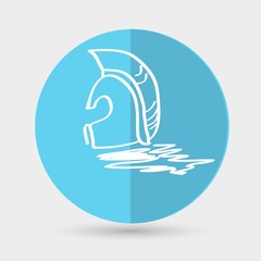 Fototapeta premium Greek, ancient helmet icon isolated on blue background