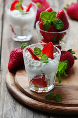 Healthy breakfast with cottage cheese and strawberry