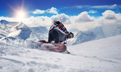 Extreme snowboarding man