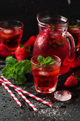 Fresh strawberry lemonade with mint