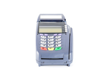 Credit card machine isolated on white background (with clipping