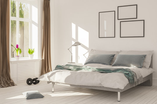 Schlafzimmer mit Bett und Fenster