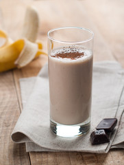 Chocolate and banana smoothie (milkshake)