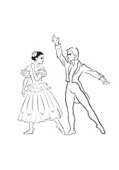 Classic dancing pair silhouette isolated