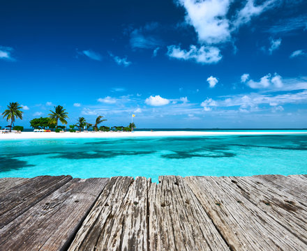 Beautiful beach with sandspit at Maldives