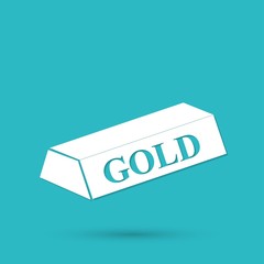 gold bar isolated on blue background