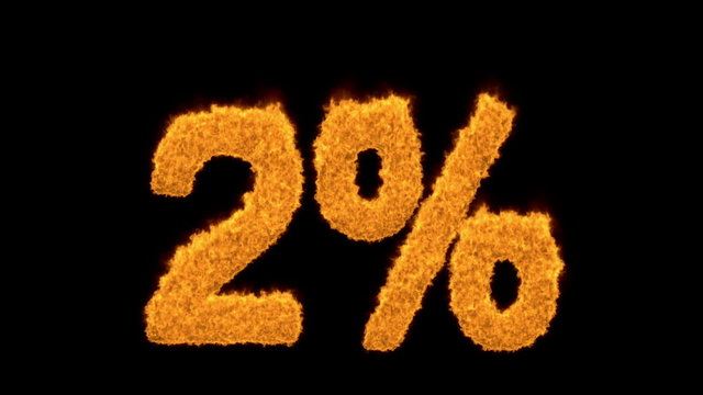 2 percent in flaming golden numerals